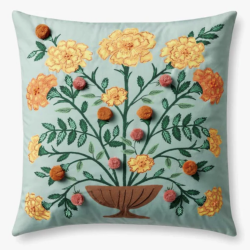 Green Floral Pillow